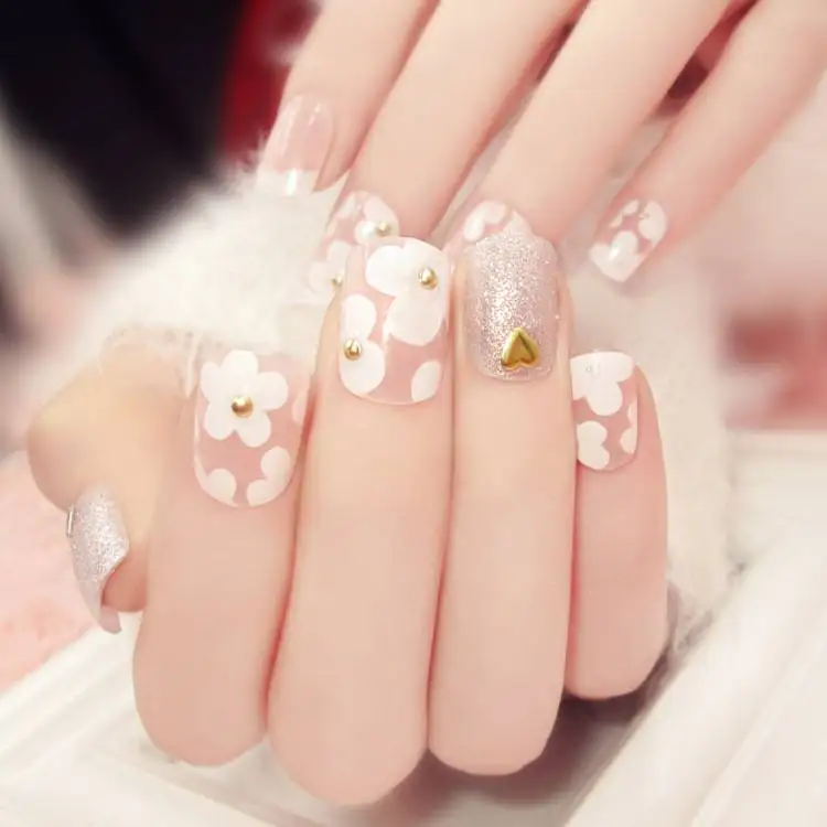 Beautiful Flowers 24pcs French Printing False Nail with Rivet Nail Tips Art Design Fake Nails with Glue Sticker unghie finte
Beautiful Flowers 24pcs French Printing False Nail with Rivet Nail Tips Art Design Fake Nails with Glue Sticker unghie finte