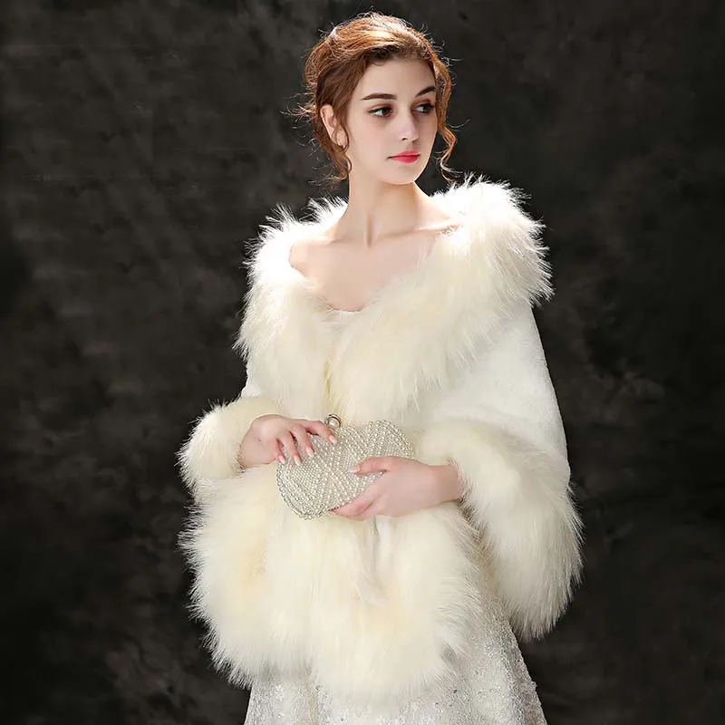 white faux fur dress