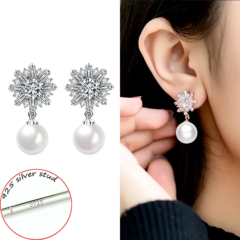 SINLEERY Luxury Snowflake Cubic Zirconia Imitation Pearl Drop Earrings Wedding Jewelry For Women Birdal Party Gifts Es088 SSB
SINLEERY Luxury Snowflake Cubic Zirconia Imitation Pearl Drop Earrings Wedding Jewelry For Women Birdal Party Gifts Es088 SSB