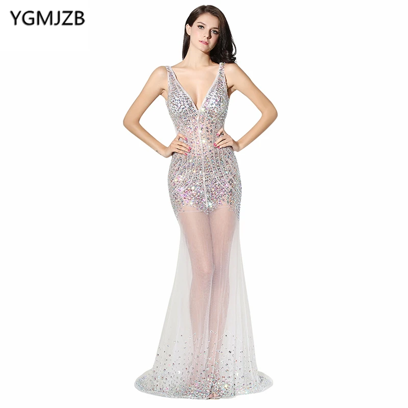See Through Evening Dresses Long 2018 Mermaid V Neck Floor Length Heavy Beaded Crystal Backless Prom Dress Prom Evening Gown
See Through Evening Dresses Long 2018 Mermaid V Neck Floor Length Heavy Beaded Crystal Backless Prom Dress Prom Evening Gown