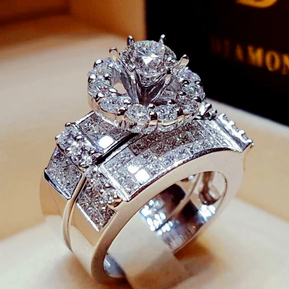 Female Crystal Zircon Wedding Ring Set Fashion White gold Big Stone Finger Ring Promise Bridal Engagement Rings For Women
Female Crystal Zircon Wedding Ring Set Fashion White gold Big Stone Finger Ring Promise Bridal Engagement Rings For Women