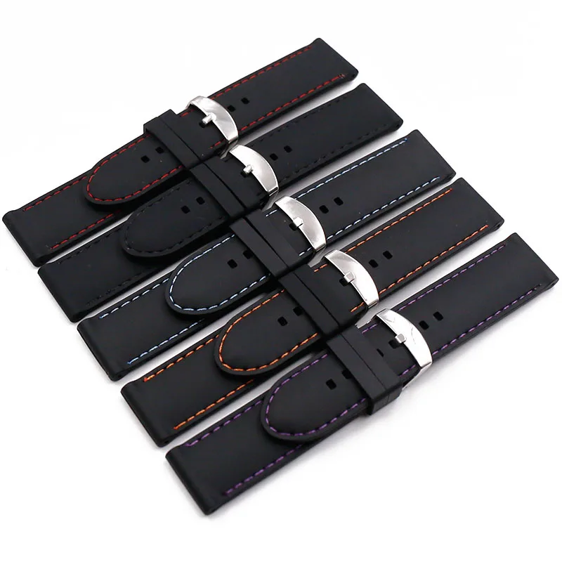 Silicone strap men's watch accessories pin buckle 24mm suture rubber watch with outdoor sports waterproof sweat-proof watch band
Silicone strap men's watch accessories pin buckle 24mm suture rubber watch with outdoor sports waterproof sweat-proof watch band