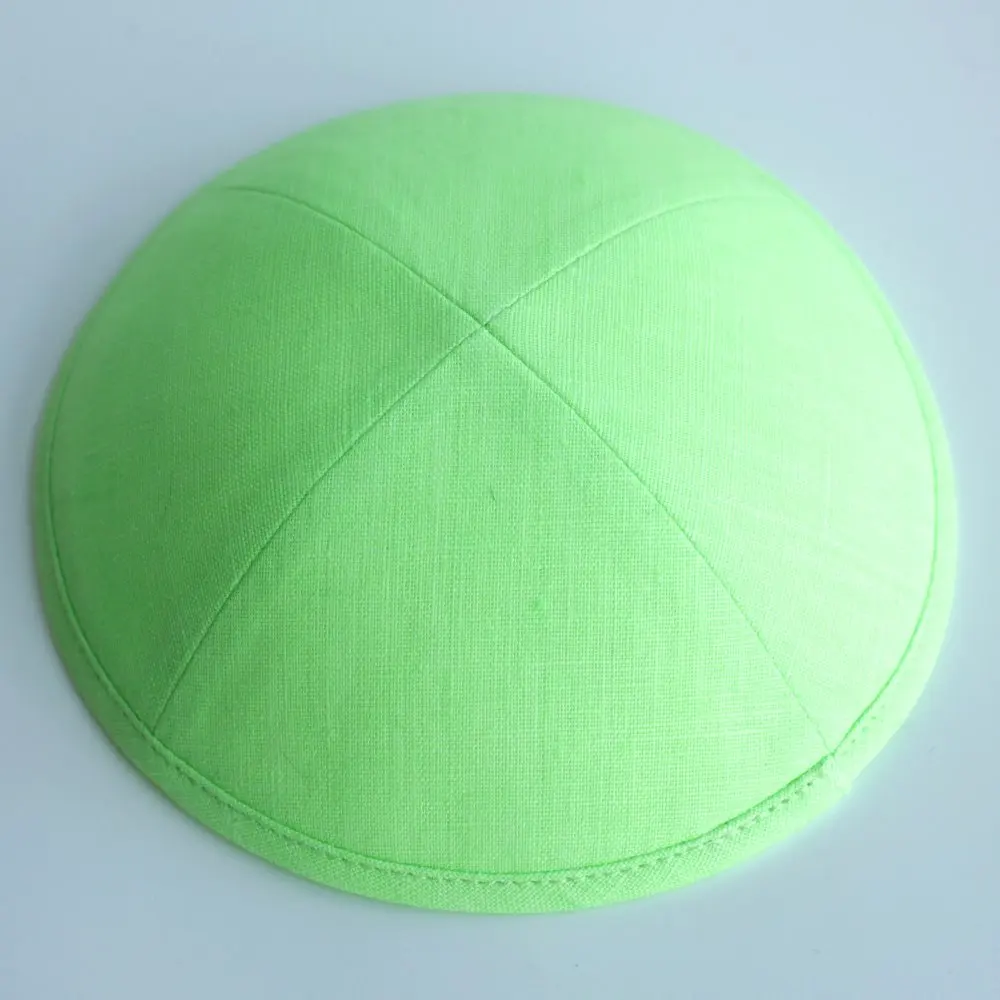 Фото Светло-зеленый льняной киппот кепка с черепом 19 см | Аксессуары для одежды