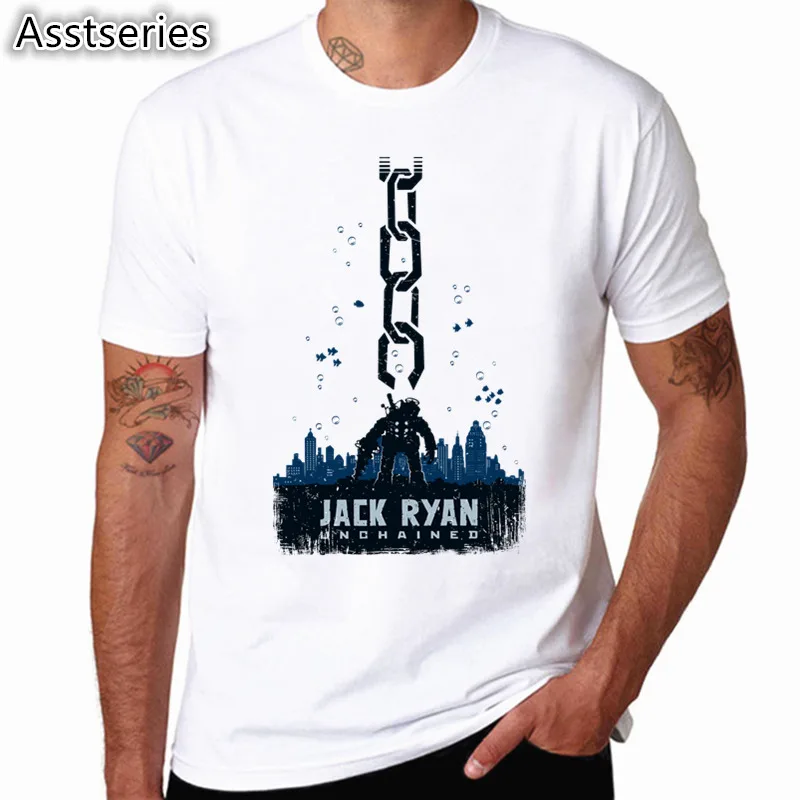 Модная мужская футболка с принтом Bioshock видеоигры белая Повседневная хипстерская