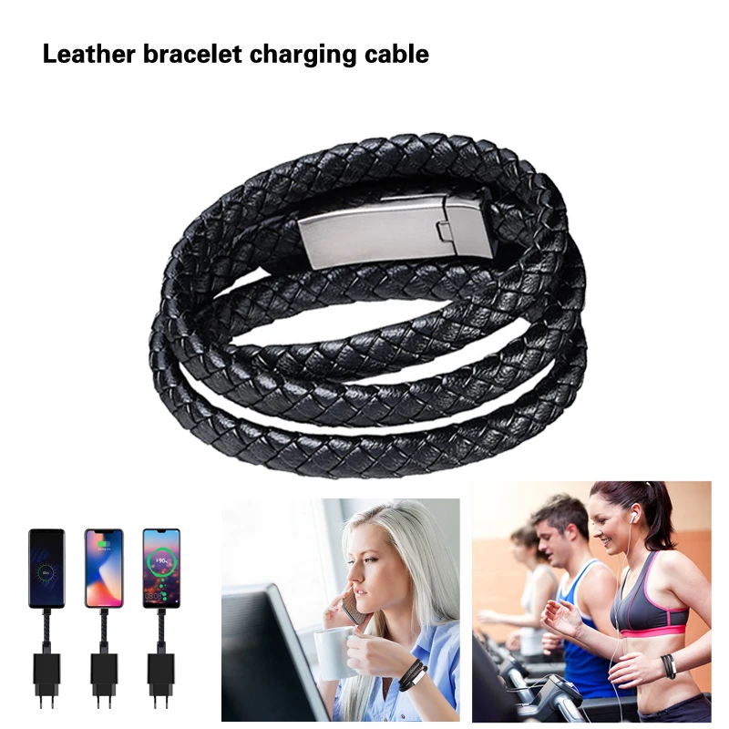 Leather Bracelet Charger Cable Luxury Wearable USB C Portable USB Phone Charger for IPhone Type C Android Micro USB Phones Cable
Leather Bracelet Charger Cable Luxury Wearable USB C Portable USB Phone Charger for IPhone Type C Android Micro USB Phones Cable