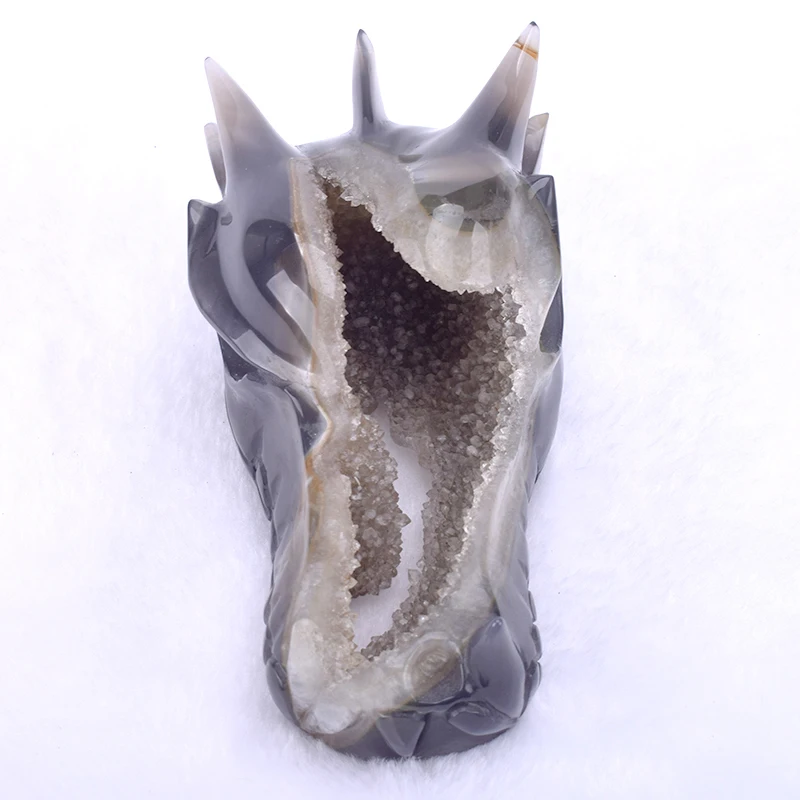 5.4 ''Natural Geode Agate Dragon Head Skull Sculpture Carved Realistic Healing Crystal Skull Statue Home Decor Art Collection
5.4 ''Natural Geode Agate Dragon Head Skull Sculpture Carved Realistic Healing Crystal Skull Statue Home Decor Art Collection