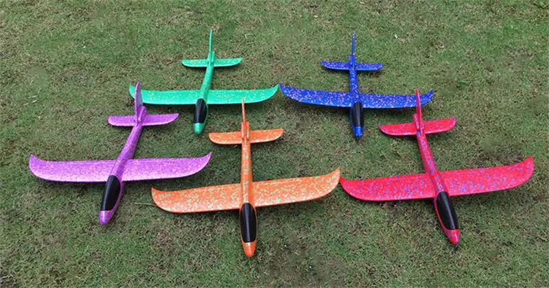Foam Plane Glider Aircraft Airplane model LED Night Hand Throw Flying Glider EPP BigSize 48cm Toy For Children 23