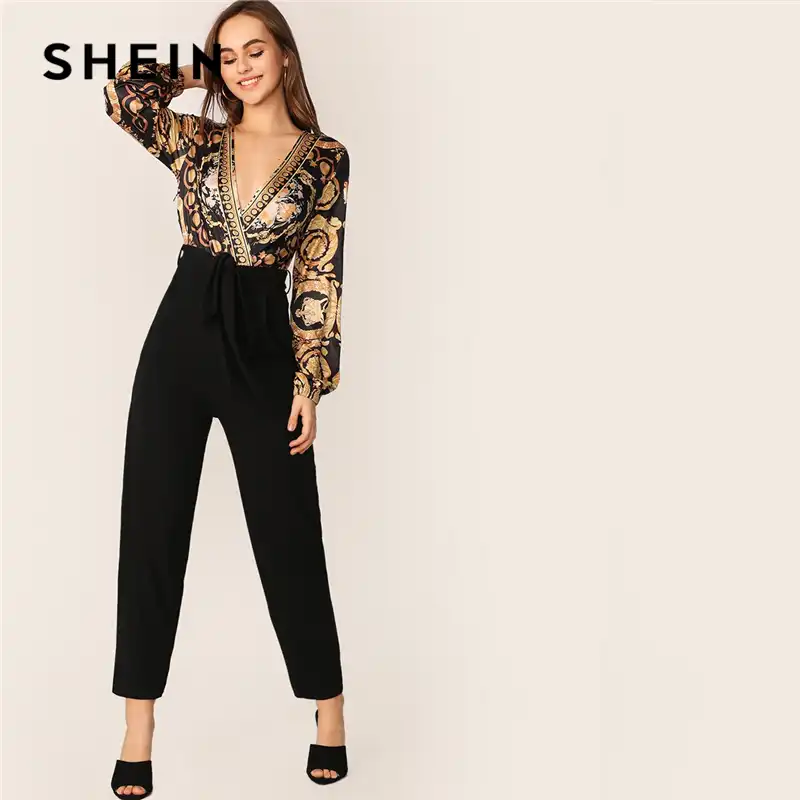 black jumpsuit with scarf