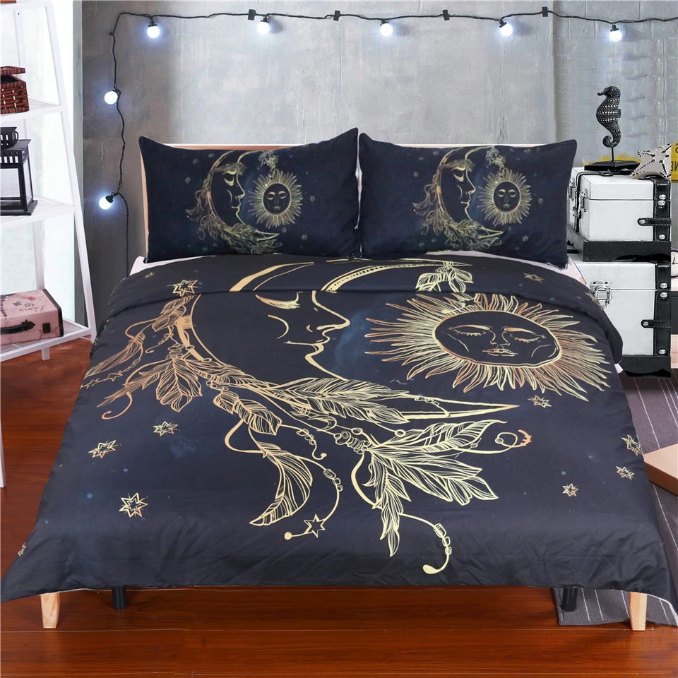 Free shipping gold stamping moon/sun/star 1pc duvet cover and 2pcs pillow cases feather bedding set twin full queen king size
Free shipping gold stamping moon/sun/star 1pc duvet cover and 2pcs pillow cases feather bedding set twin full queen king size