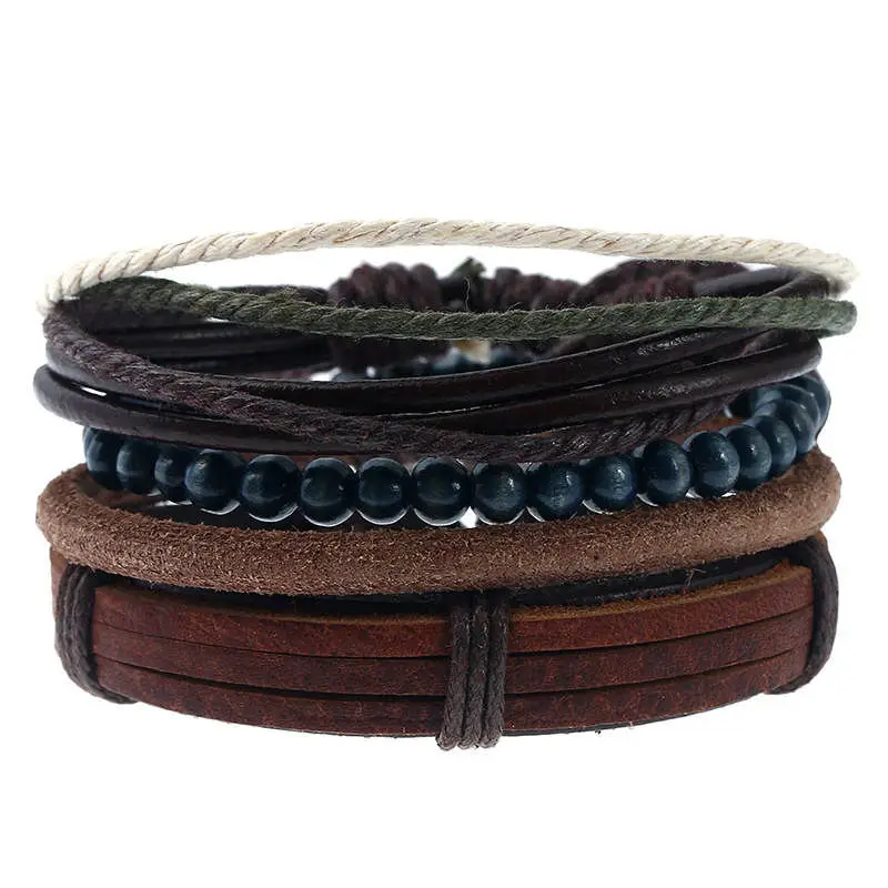 4 pieces leather bracelet retro men's and women's men's punk men's punk natural stone beads leather bracelet ladies jewelry
4 pieces leather bracelet retro men's and women's men's punk men's punk natural stone beads leather bracelet ladies jewelry