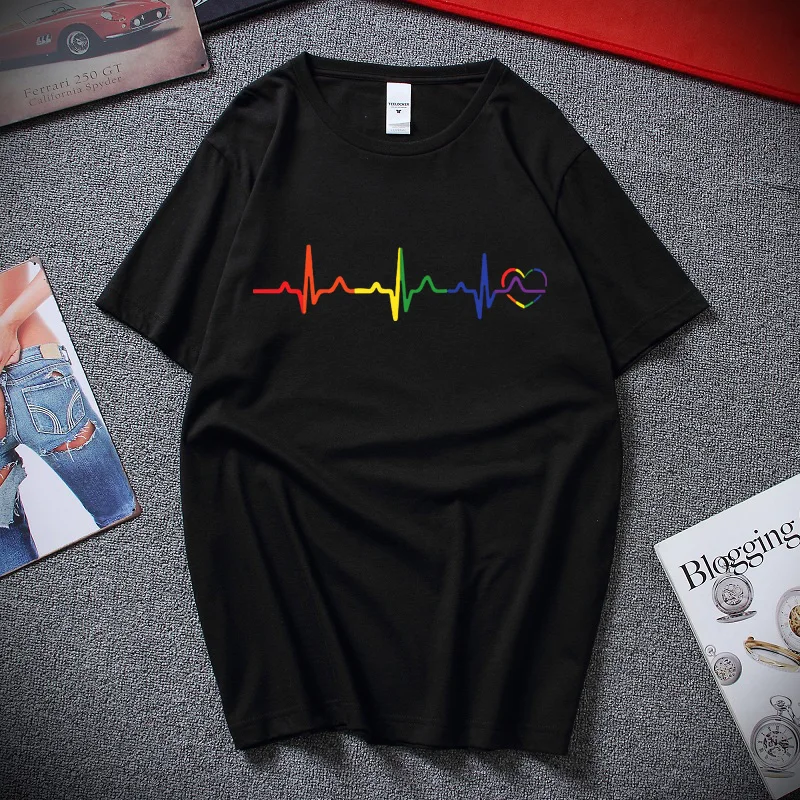 Rainbow Heartbeat T-Shirt Mens lgbtq+ gay pride heart lesbian trans bi queer Cotton Short Sleeves T shirt Streetwear Tops
Rainbow Heartbeat T-Shirt Mens lgbtq+ gay pride heart lesbian trans bi queer Cotton Short Sleeves T shirt Streetwear Tops