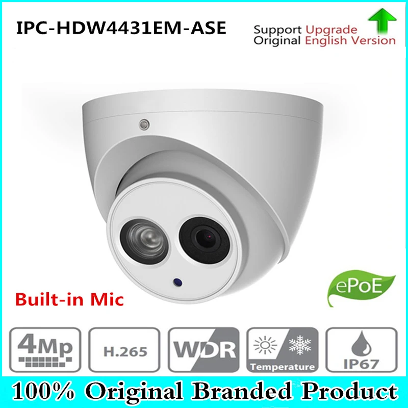 DH IPC-HDW4431EM-ASE metal shell H2.65 Built-in MIC WDR IR 50m 4MP IP Camera support poe 800 meter ePOE with Logo
DH IPC-HDW4431EM-ASE metal shell H2.65 Built-in MIC WDR IR 50m 4MP IP Camera support poe 800 meter ePOE with Logo