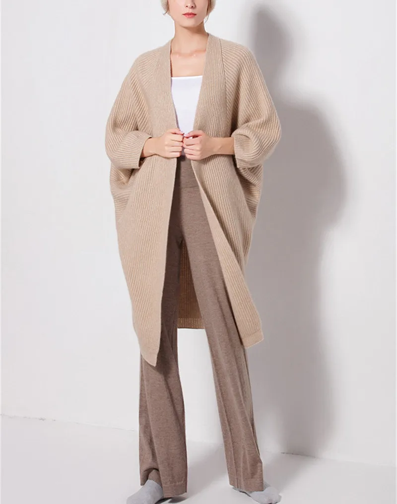 100% goat cashmere knit women cocoon type mid long cardiagn sweater coat batwing sleeve 9-point one&over size
100% goat cashmere knit women cocoon type mid long cardiagn sweater coat batwing sleeve 9-point one&over size