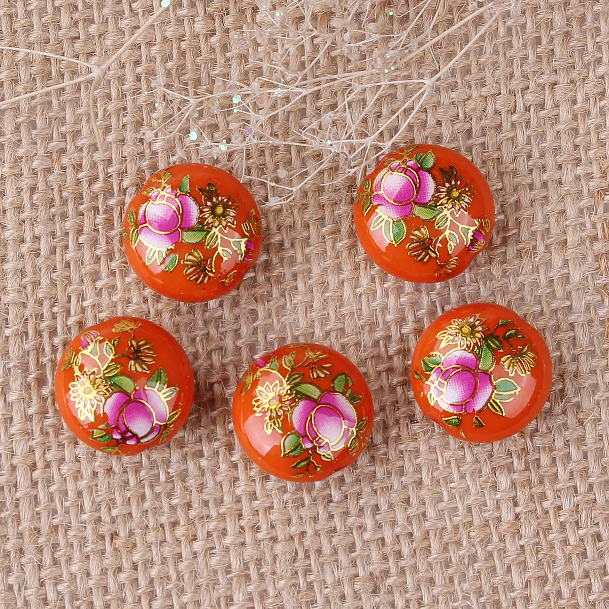 Resin Japan Painting Vintage Japanese Tensha Spacer Beads Ball Purple Rose Flower Pattern About 16mm Dia, 5 PCs
Resin Japan Painting Vintage Japanese Tensha Spacer Beads Ball Purple Rose Flower Pattern About 16mm Dia, 5 PCs