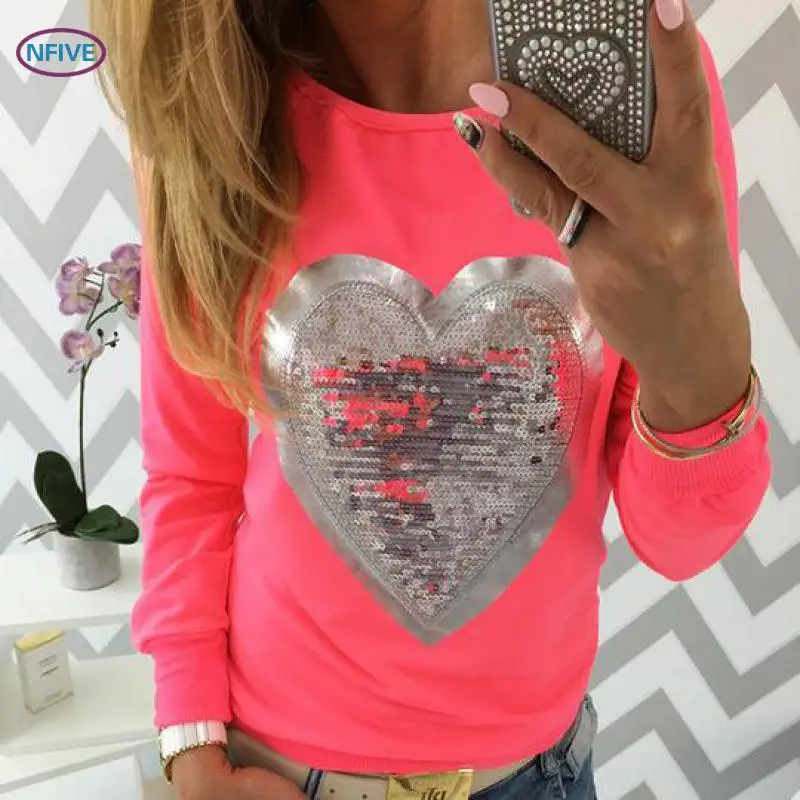 NFIVE Brand 2018 Women Slim Sequins T-shirts Candy Fluorescent Color Round Collar Shirt Long Sleeve Splice Heart Shaped T-shirt
NFIVE Brand 2018 Women Slim Sequins T-shirts Candy Fluorescent Color Round Collar Shirt Long Sleeve Splice Heart Shaped T-shirt