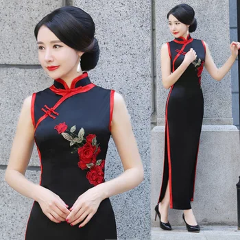Black Embroidery Qipao Long Chinese Traditional Dress Oriental Style Evening Dresses Fashion Elegant Cheongsam Sleeveless Qi Pao
Black Embroidery Qipao Long Chinese Traditional Dress Oriental Style Evening Dresses Fashion Elegant Cheongsam Sleeveless Qi Pao