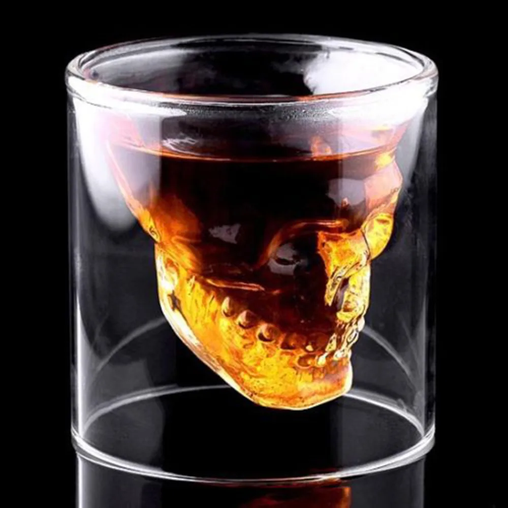 Image 2016 New Creative Designer Skull Head Shot Glass Fun Doomed Transparent Party Doom Drinkware Gift for Halloween 4 sizes