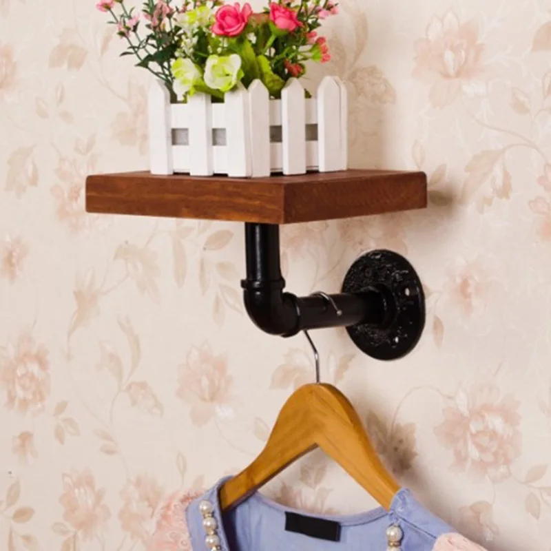 Industrial Iron Pipe Shelf Bracket Wall Mounted Floating Shelf Hanging Hardware Decor No Wood Board --M25