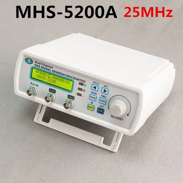 

MHS-5200A High Precision Digital DDS Dual-channel Signal Source Generator Arbitrary Waveform Frequency Meter 200MSa/s 25MHz