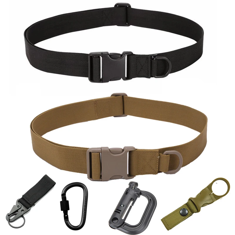 

Simple Nylon Belt Men Military Nylon Belt Bag Tactical Army Survival Hunting Climbing D-Ring Key Water Bottle Holder Accessory