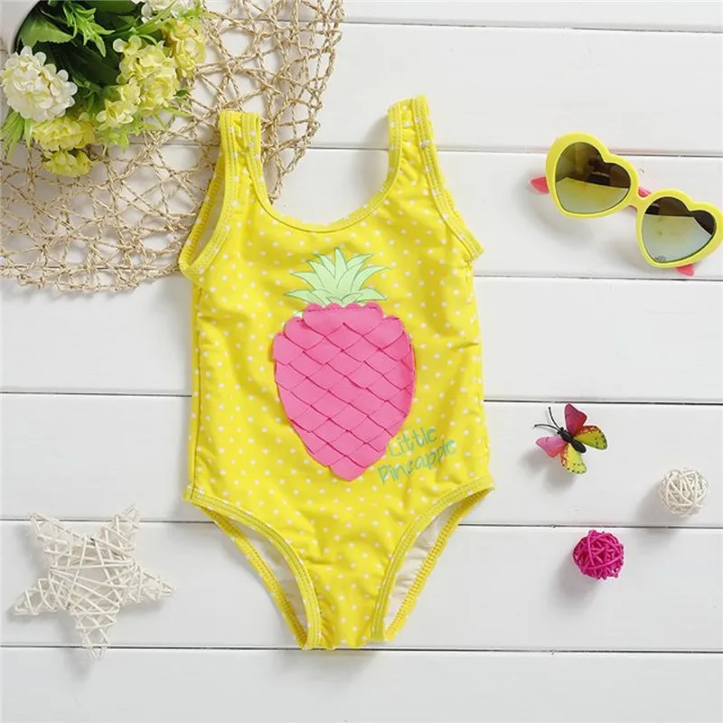 Купальник-бикини для новорожденных девочек Желтый купальный костюм с ананасом