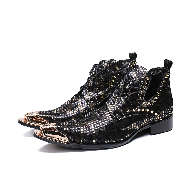 Genuine Leather Low heel zip lace-up ankle boots fashion rivet dress oxford pointed toe Martin boots big size 46
Genuine Leather Low heel zip lace-up ankle boots fashion rivet dress oxford pointed toe Martin boots big size 46