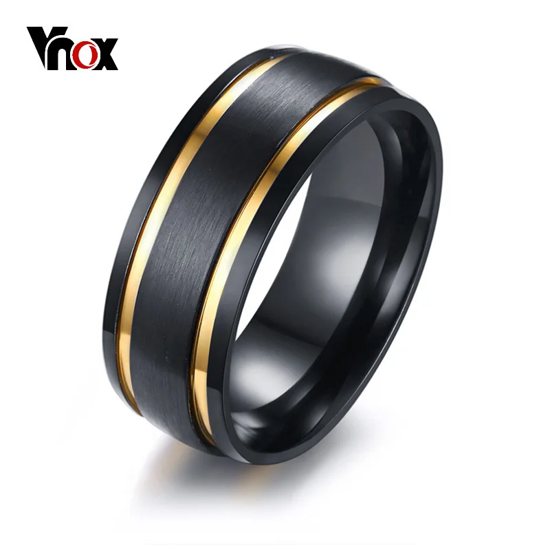 Vnox 8MM Men's Brushed Black Wedding Bands Ring Stylish Gold Tone Double Grooved Male Boy Finger Rings Gift Comfort Fit
Vnox 8MM Men's Brushed Black Wedding Bands Ring Stylish Gold Tone Double Grooved Male Boy Finger Rings Gift Comfort Fit