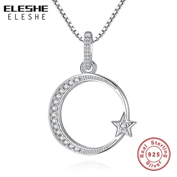 ELESHE 100% 925 Sterling Silver Moon & Star Pendant Necklace for Women Girls Fine Jewelry Trendy Box Chain Crystal Necklaces
ELESHE 100% 925 Sterling Silver Moon & Star Pendant Necklace for Women Girls Fine Jewelry Trendy Box Chain Crystal Necklaces