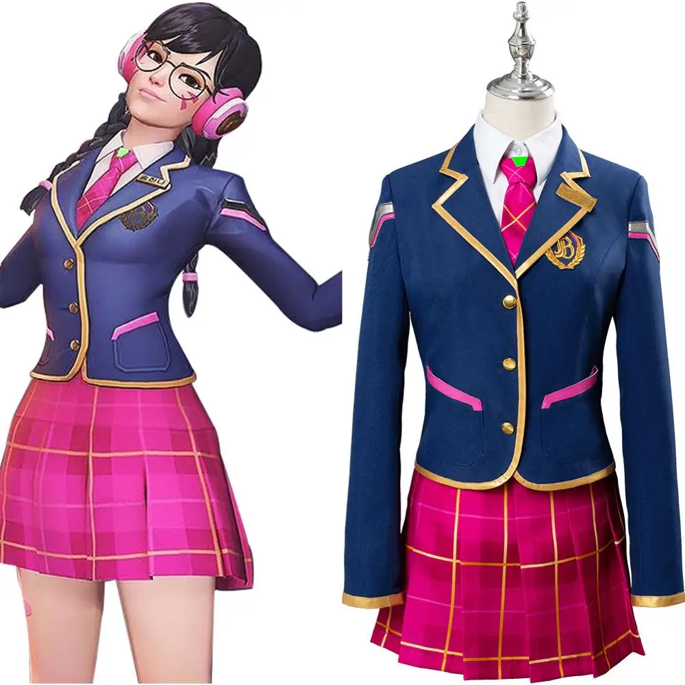 Женский костюм для косплея OW School DVA школьная форма девочек карнавальные костюмы