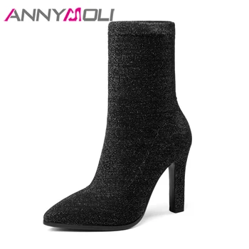 ANNYMOLI High Heels Boots Brand Desinger Stretch Mid Calf Boots Autumn Pointed Toe Women Shoes Blue Purple Winter Footwear Blue
ANNYMOLI High Heels Boots Brand Desinger Stretch Mid Calf Boots Autumn Pointed Toe Women Shoes Blue Purple Winter Footwear Blue