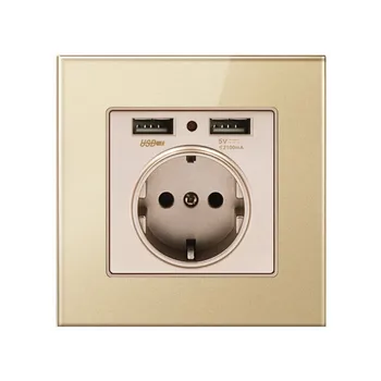 Crystal Glass Panel Dual Usb Charging Port 2.1a Wall Charger Adapter 16a Eu Socket Power Outlet Gold Color
Crystal Glass Panel Dual Usb Charging Port 2.1a Wall Charger Adapter 16a Eu Socket Power Outlet Gold Color