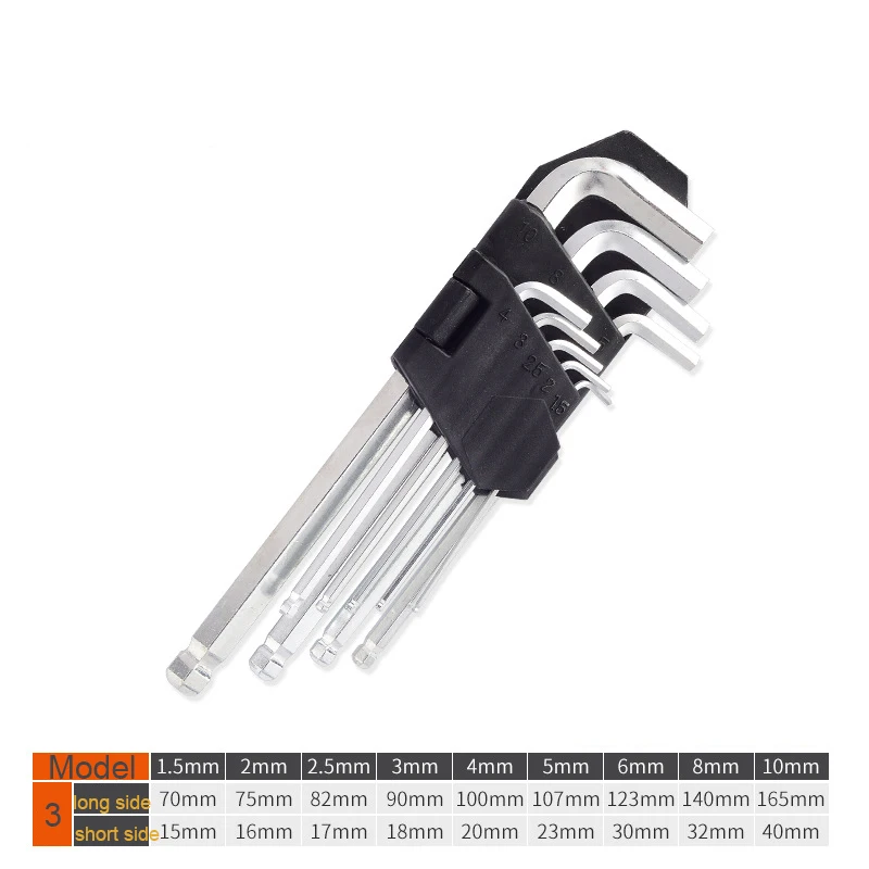 9Pcs 1.5mm - 10mm Allen Socket Hex Key Hexagon Wrench Set Carbon Steel Torque Spanner Reinforced Toughen Metric Ball Ended
9Pcs 1.5mm - 10mm Allen Socket Hex Key Hexagon Wrench Set Carbon Steel Torque Spanner Reinforced Toughen Metric Ball Ended
