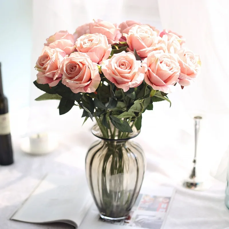 Новые 12 видов цветов Искусственные цветы розы высокого качества бархатные для