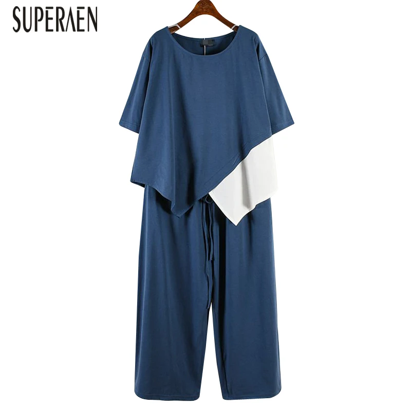 SuperAen Casual Fashion Women's Sets Summer New 2019 Wide-leg Pants Pluz Size Short-sleeved T-shirt Women Two Pieces Female
SuperAen Casual Fashion Women's Sets Summer New 2019 Wide-leg Pants Pluz Size Short-sleeved T-shirt Women Two Pieces Female