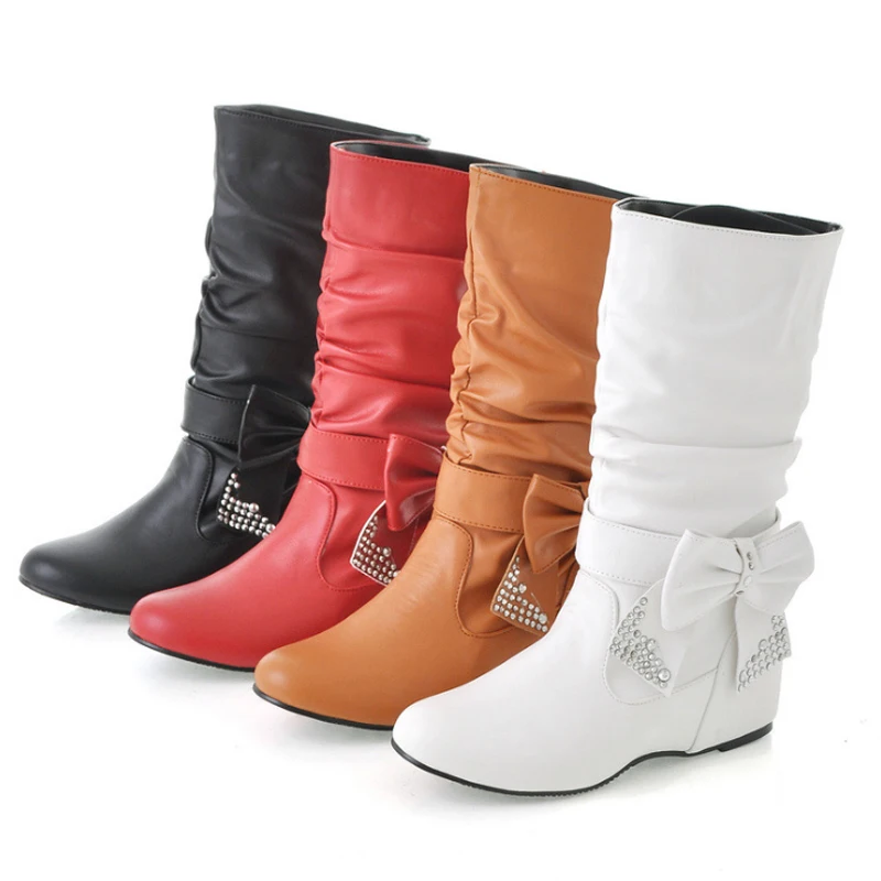 Hot sale women boots fashion Round Toe Bowtie party Height Increasing Slip-On Knight boots soft leather Mid-Calf Boots size34-43
Hot sale women boots fashion Round Toe Bowtie party Height Increasing Slip-On Knight boots soft leather Mid-Calf Boots size34-43