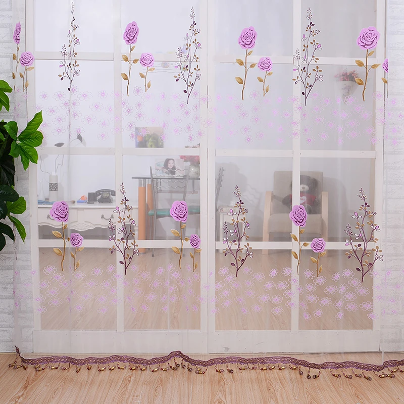 Window Curtain Sheer Panel Door Sheer Beads Floral Voile See Through Tassel Divider Curtains For Living Room
Window Curtain Sheer Panel Door Sheer Beads Floral Voile See Through Tassel Divider Curtains For Living Room