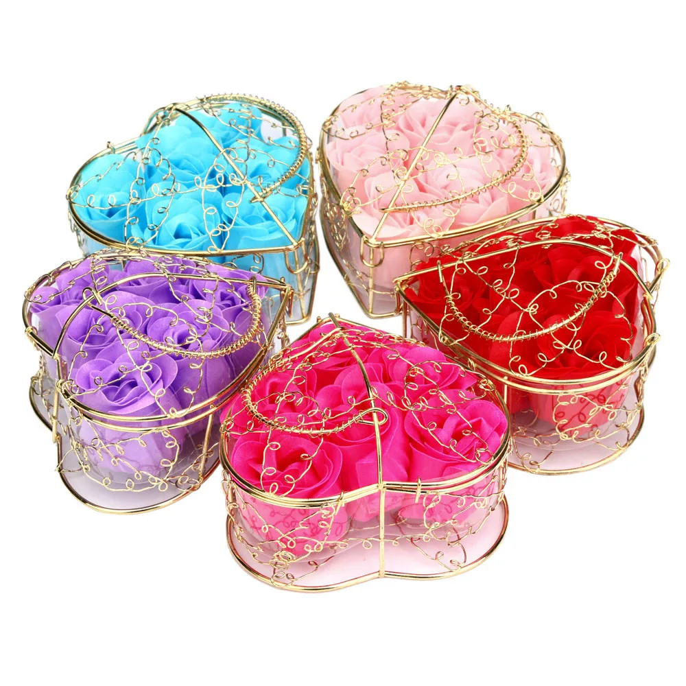 Valentine's Day Car Aire Gold basket Scented Rose Petal Flower Soap Wedding present Decoration Freshener Interface P# | Автомобили и