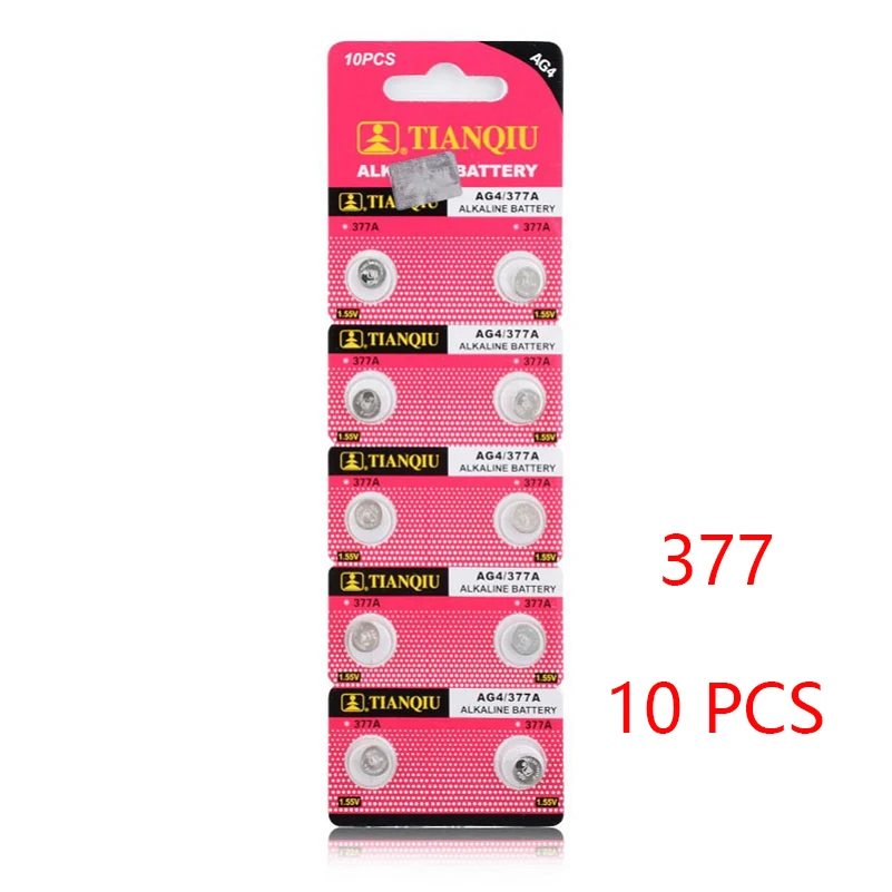 10 PCS 377 AG4 LR626 377A 1.55V SR626SW Battery For Watch Electronic Products Button Cell Batteries New Brand Alkaline Watch
10 PCS 377 AG4 LR626 377A 1.55V SR626SW Battery For Watch Electronic Products Button Cell Batteries New Brand Alkaline Watch