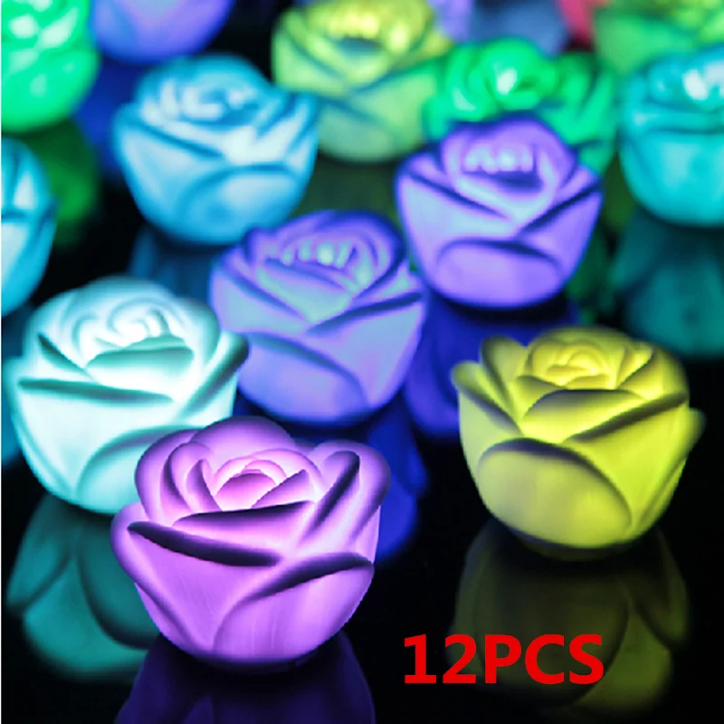 12pcs Romantic Rose Flower led lamp 7 Color Changing Led Night Light Candle lights Wedding decoration birthday Gift
12pcs Romantic Rose Flower led lamp 7 Color Changing Led Night Light Candle lights Wedding decoration birthday Gift