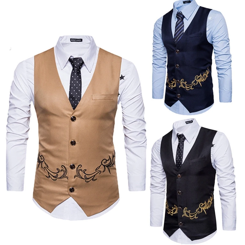 Luxury Men Embroidered Smart Casual Slim Fit Vest Autumn Waistcoat Tops Workwear Party Banquet Navy Blue Black Coffee S-2XL
Luxury Men Embroidered Smart Casual Slim Fit Vest Autumn Waistcoat Tops Workwear Party Banquet Navy Blue Black Coffee S-2XL