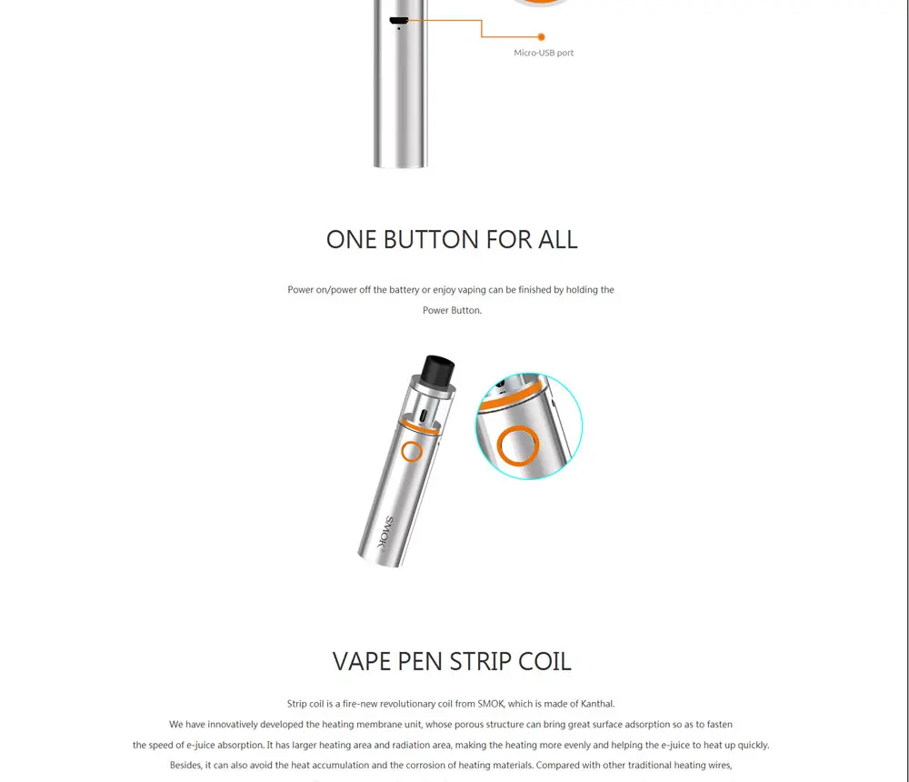Original Electronic Cigarette Smok Vape Pen 22 Kit Built-in 1650mah Vape Pen 22 Tank 0.3 ohm E Cigarettes VS ego aio Vaporizer