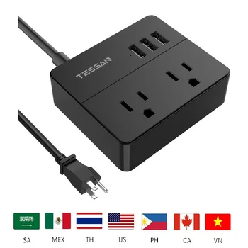 TESSAN 2 AC Outlet Travel Mini Power Strip with 3 USB Ports Charging Station Extension Cord Socket USA Plug for US Power Socket
TESSAN 2 AC Outlet Travel Mini Power Strip with 3 USB Ports Charging Station Extension Cord Socket USA Plug for US Power Socket