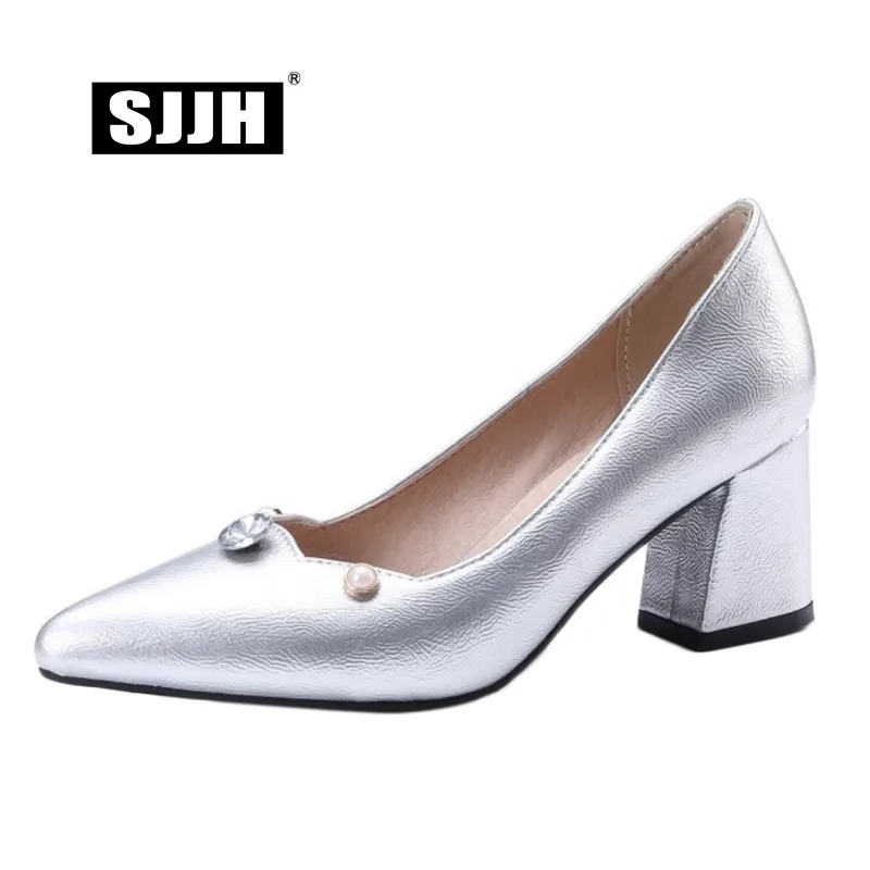 SJJH Woman Shallow Pumps with Pointed Toe High Chunky Heels Mary Janes Shoes Elegant Formal Working OL Large Size A293 
SJJH Woman Shallow Pumps with Pointed Toe High Chunky Heels Mary Janes Shoes Elegant Formal Working OL Large Size A293