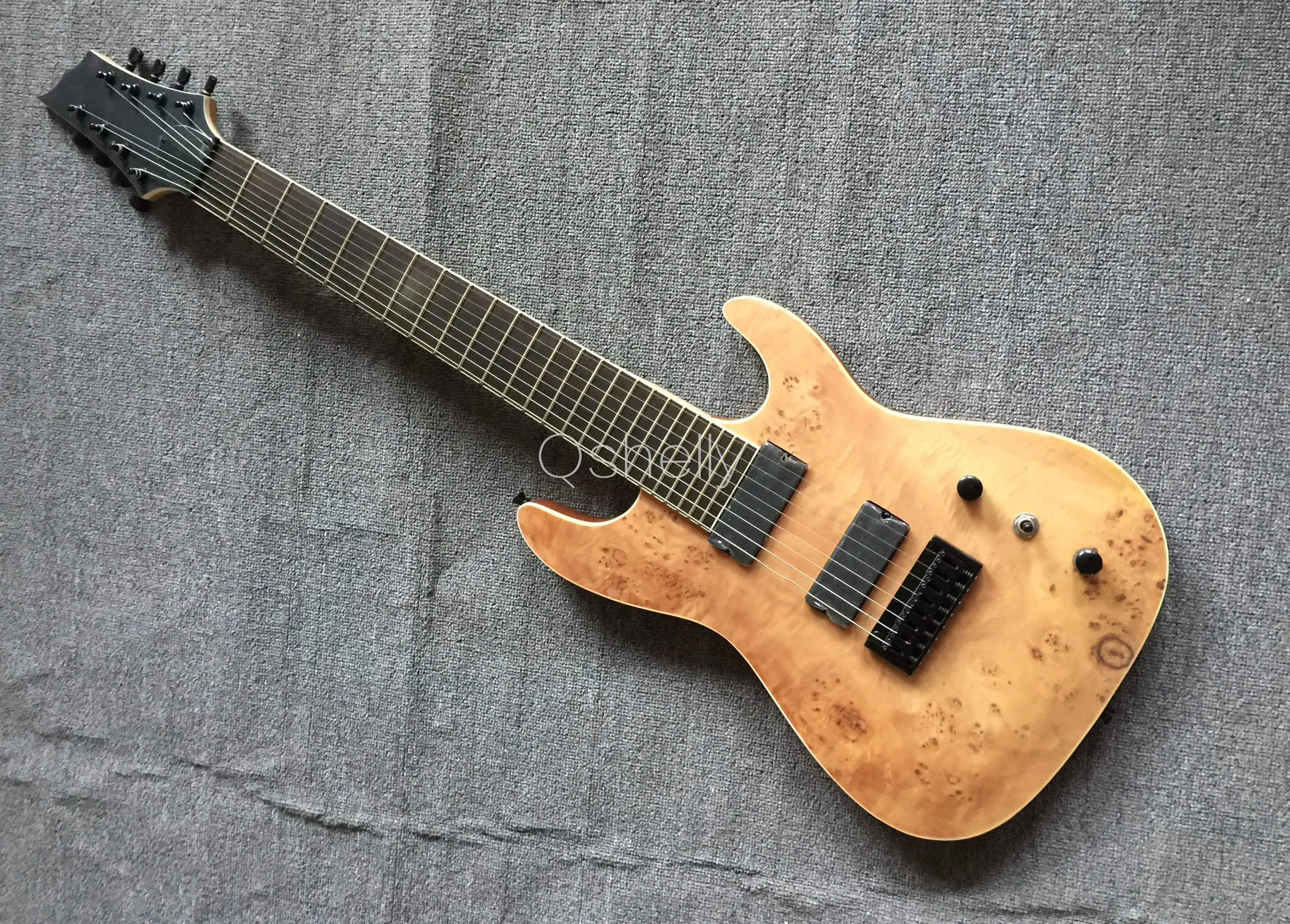 top quality QShelly custom worn maple top ash body string through black pickup white binding 5pcs neck 8 strings electric guitar
top quality QShelly custom worn maple top ash body string through black pickup white binding 5pcs neck 8 strings electric guitar