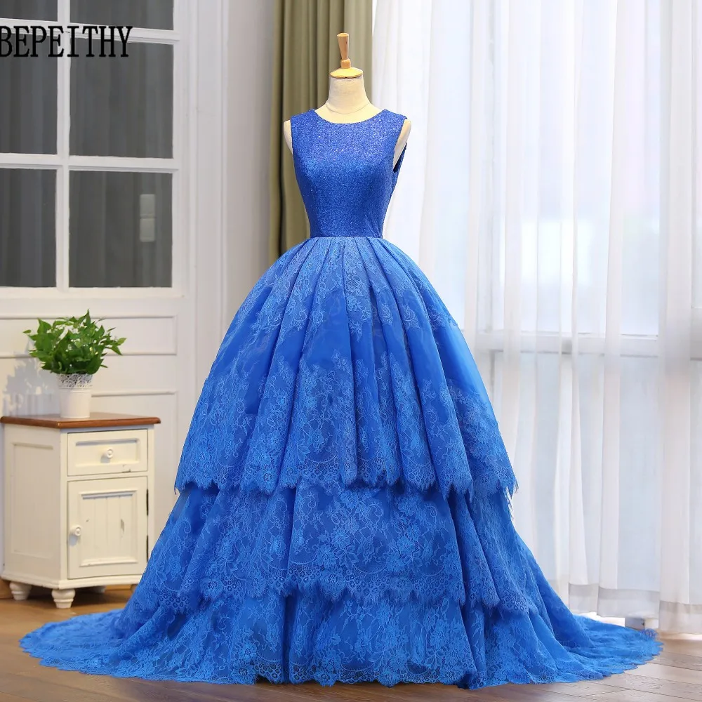 BEPEITHY Gorgeous Blue Lace Ball Gown Vintage Long Evening Dress Vestido De Festa Longo Sequins Lace Top Party Gowns 2019
BEPEITHY Gorgeous Blue Lace Ball Gown Vintage Long Evening Dress Vestido De Festa Longo Sequins Lace Top Party Gowns 2019