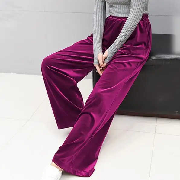 2019 New Velvet Wide Leg Pants Pocket Elastic Waist Women's Trousers Tunic High Waist Office Pants Purple AH495
2019 New Velvet Wide Leg Pants Pocket Elastic Waist Women's Trousers Tunic High Waist Office Pants Purple AH495