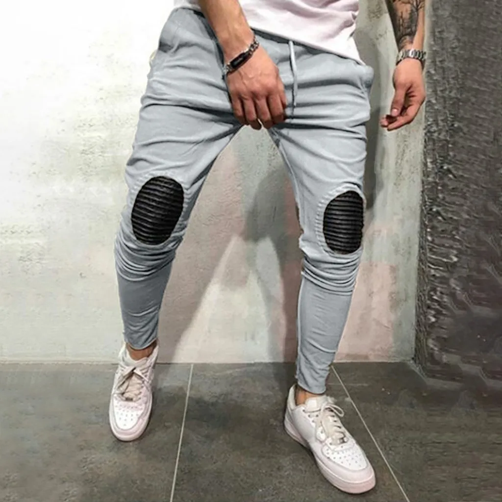 Хип-поп обтягивающие хлопковые брюки мужские модные спортивные длинные узкие