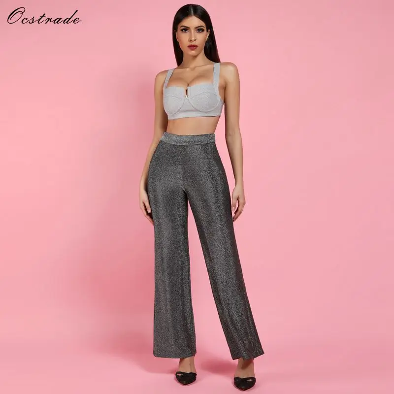 Ocstrade Womens 2 Piece Sets 2019 New Sexy Silver Sparkly Bralette and Wide Leg Trousers Women Two Piece Set Top and Pants
Ocstrade Womens 2 Piece Sets 2019 New Sexy Silver Sparkly Bralette and Wide Leg Trousers Women Two Piece Set Top and Pants