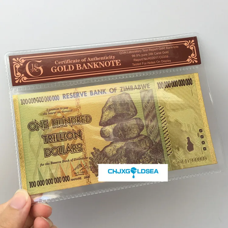 10pcs Zimbabwe 100 Trillion Dollar Currency Gold Banknote Collection With COA Frame
10pcs Zimbabwe 100 Trillion Dollar Currency Gold Banknote Collection With COA Frame