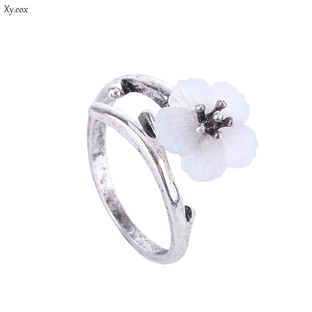 Womens Vintage Adjustable White Flower Tree Branch Design Open Wrap Ring | Украшения и аксессуары